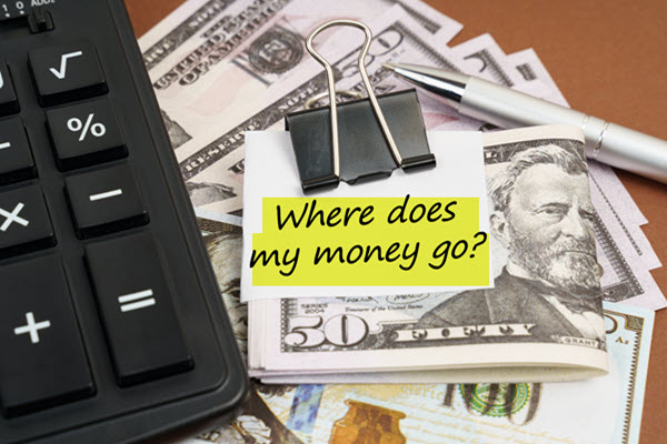 Image of calculator and cash with where does my money go banner.