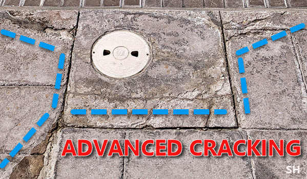 Advanced cracking on the pool deck.